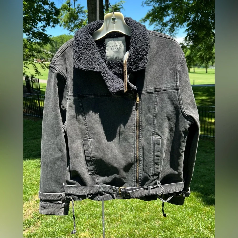 The Normal Brand Women's Denim Moto Jacket, Faded Black, Size Medium, NWT - Picture 3 of 8